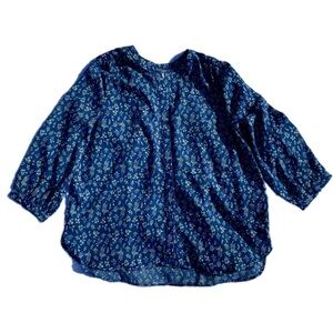 Jachs girlfriend New York blue dressy top floral button down size Medium